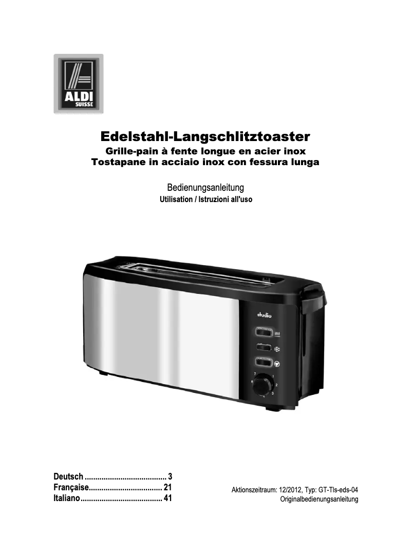 Page 1 of the manual User Manual Studio GT-Tls-eds-04
