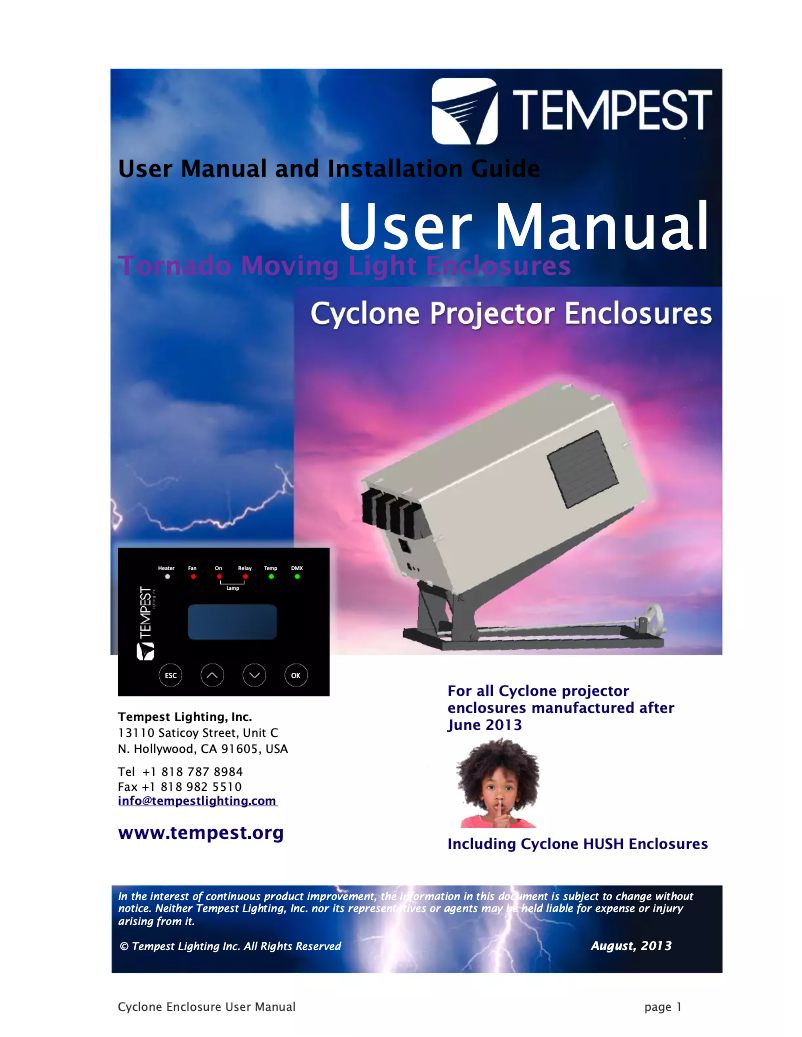 Page 1 de la notice Manuel utilisateur Tempest Cyclone 8600