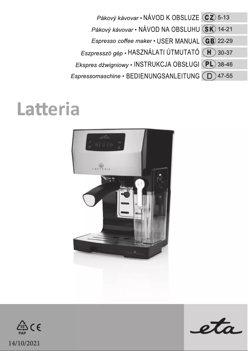 Page 1 of the manual User Manual Eta Latterie 418090000