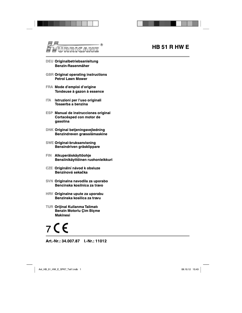 Page 1 of the manual User Manual Hurricane HB 51 R HW E