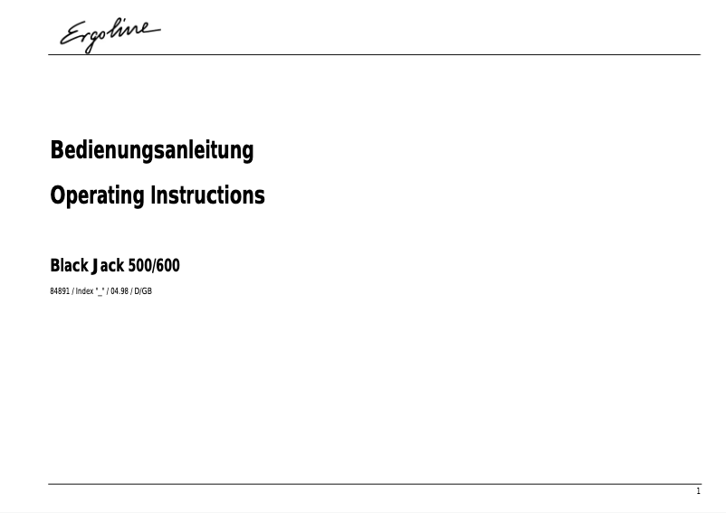 Page 1 of the manual User Manual Ergoline Black Jack 500