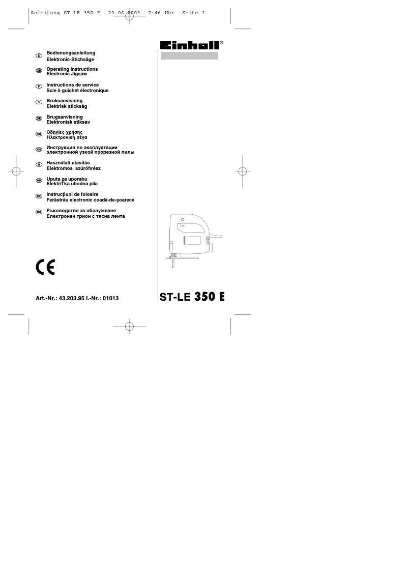 Page 1 of the manual User Manual Einhell ST-LE 350 E