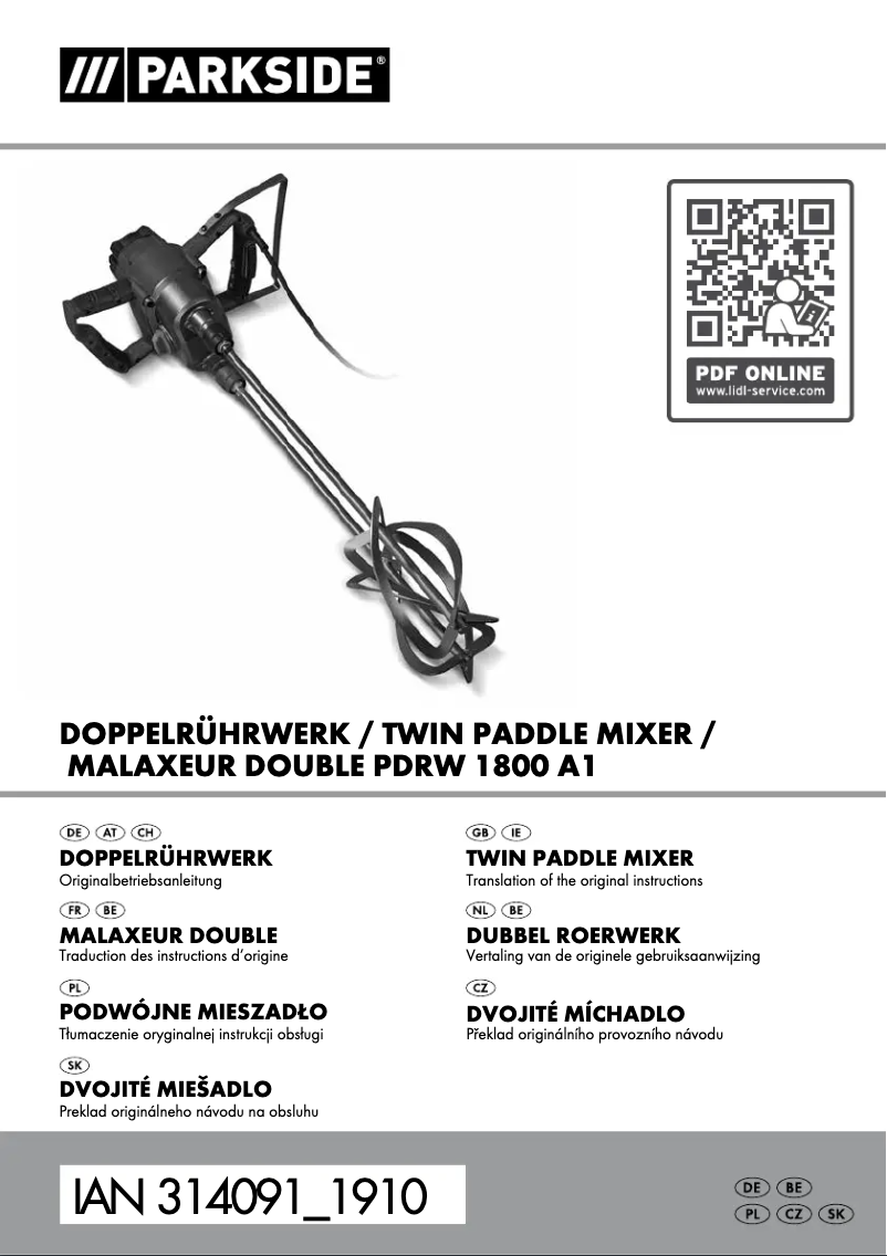 Page 1 of the manual User Manual Parkside PDRW 1800 A1