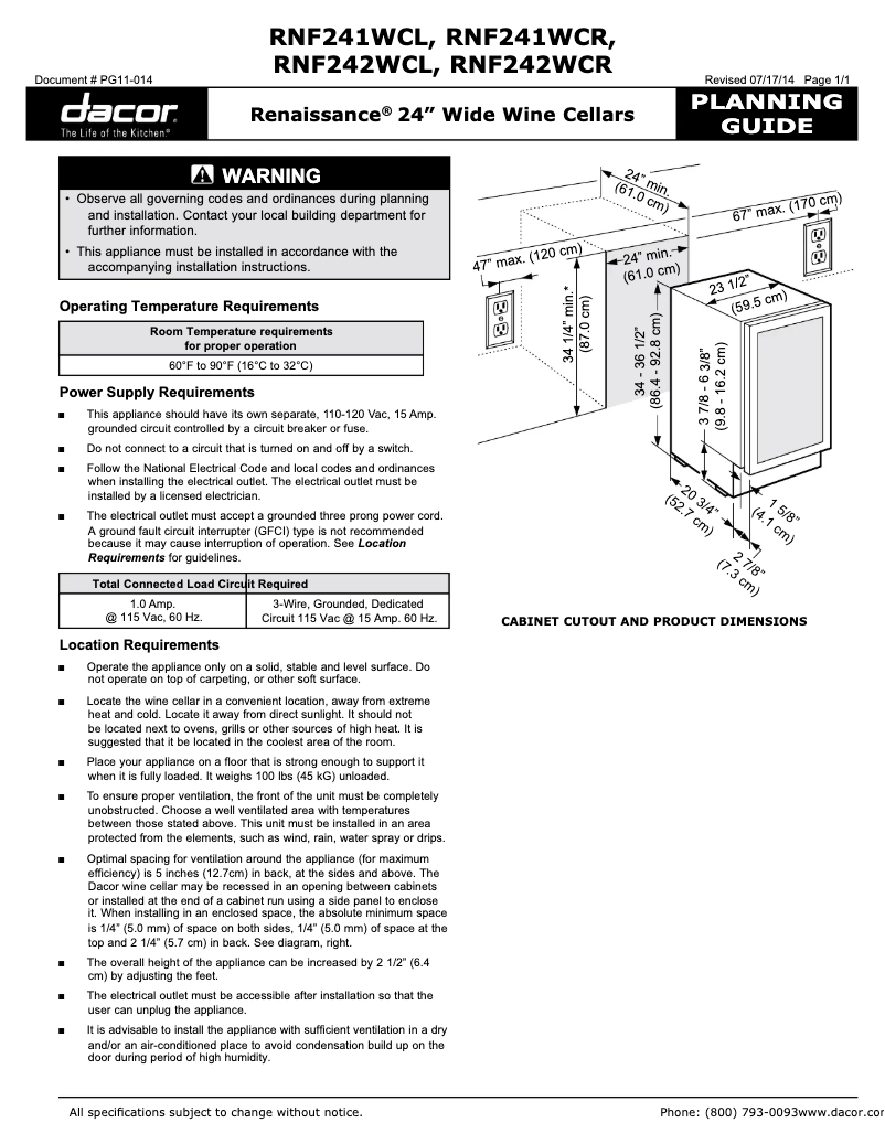 First page image of the manual for HWC241R