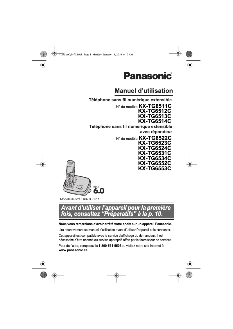 First page image of the manual for KX-TG6512