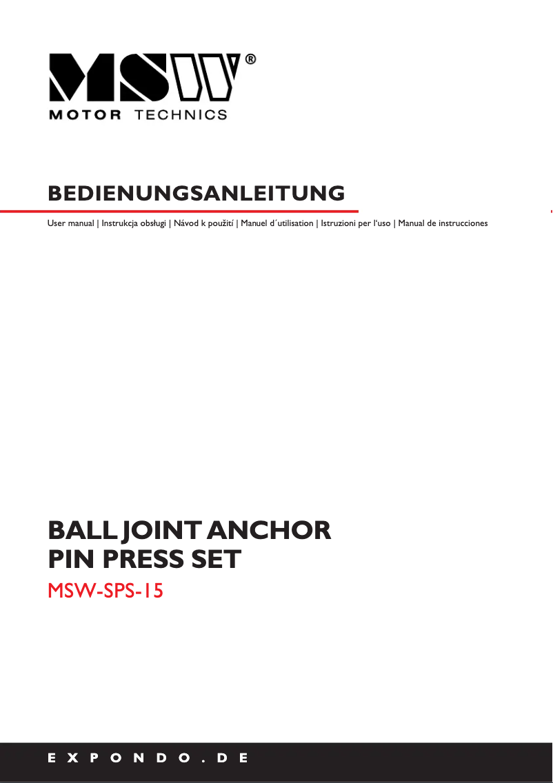 First page image of the manual for MSW-SPS-15