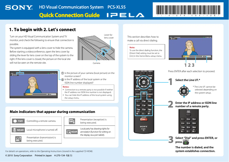 Page 1 of the manual Installation Guide Sony PCS-XL55
