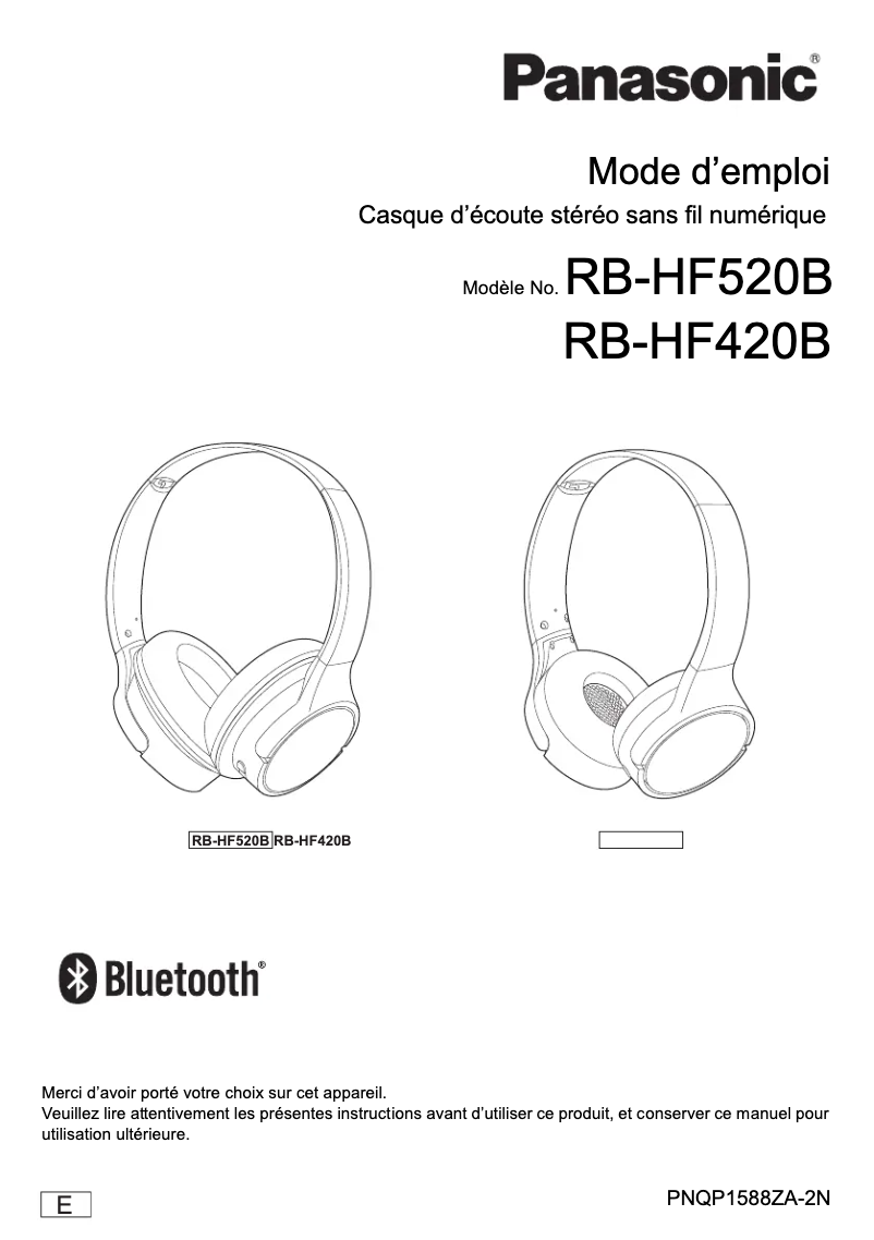 Page 1 of the manual User Manual Panasonic RB-HF420B