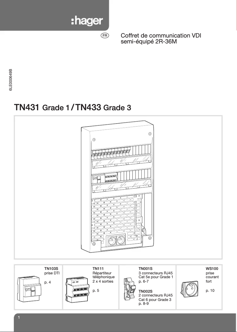 Page 1 of the manual User Manual Hager TN433