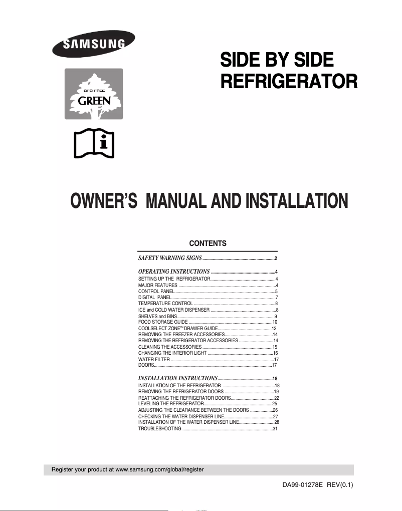 First page image of the manual for RS28DBSH