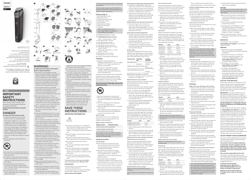 First page image of the manual for Norelco Series 5000 MG5910