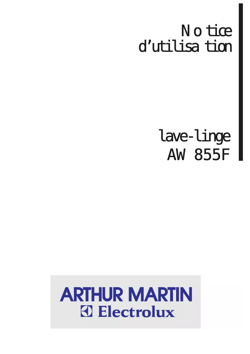 Page 1 of the manual User Manual Arthur Martin-Electrolux AW 855 F