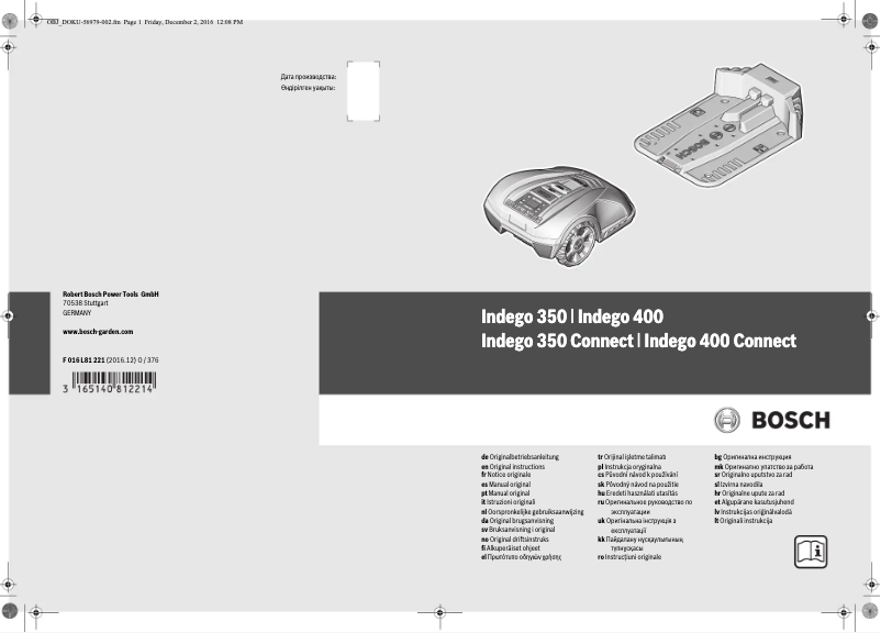 First page image of the manual for Indego S+ 350