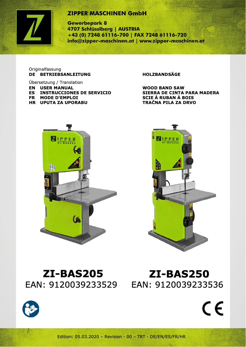 Page 1 of the manual User Manual Zipper ZI-BAS250
