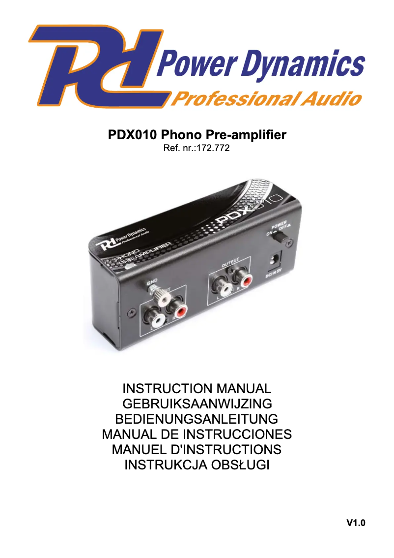 First page image of the manual for PDX010