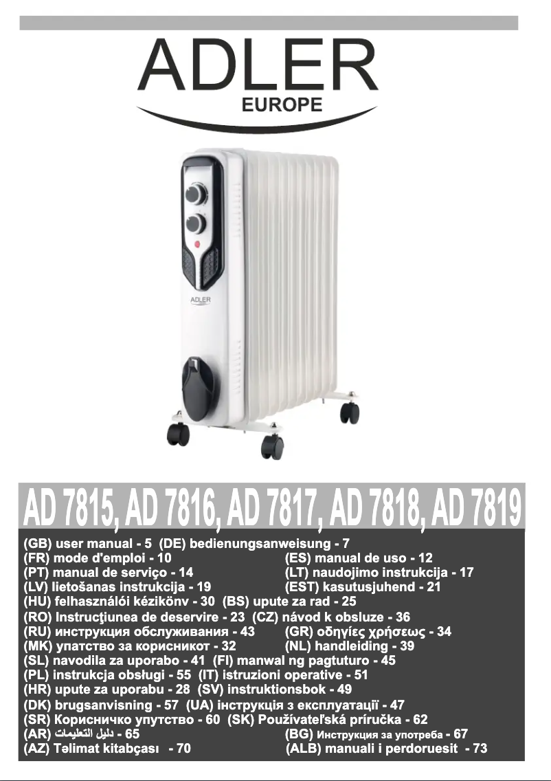 Page 1 of the manual User Manual Adler AD 7817