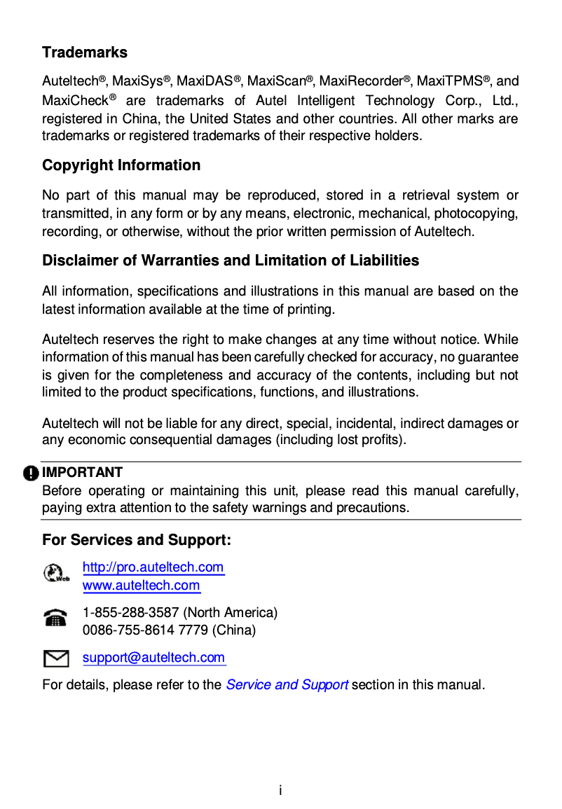 First page image of the manual for AutoLink AL529HD
