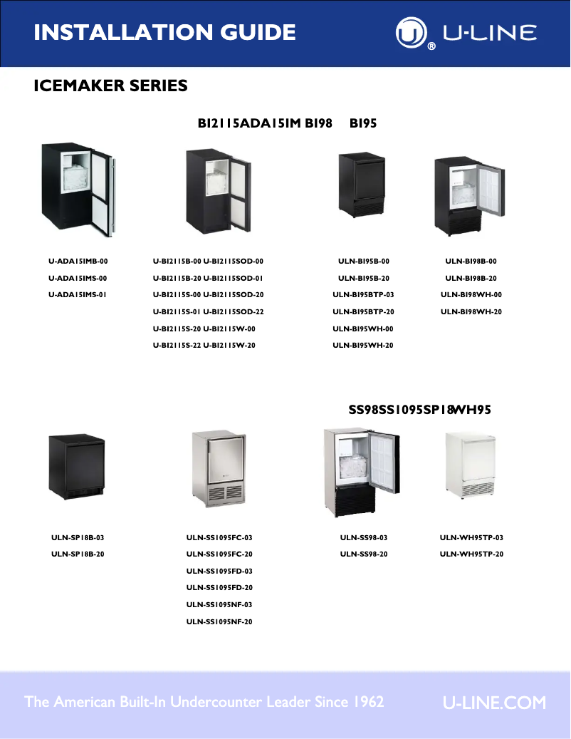 First page image of the manual for U-BI2115B-00