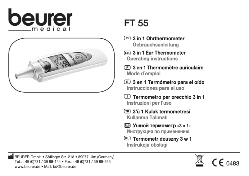 Page 1 of the manual User Manual Beurer FT 55