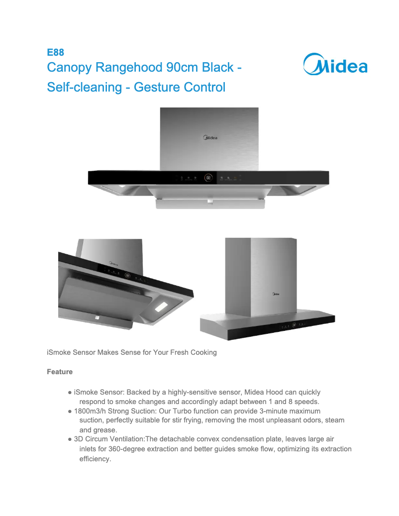Page 1 of the manual Technical Sheet Midea E88