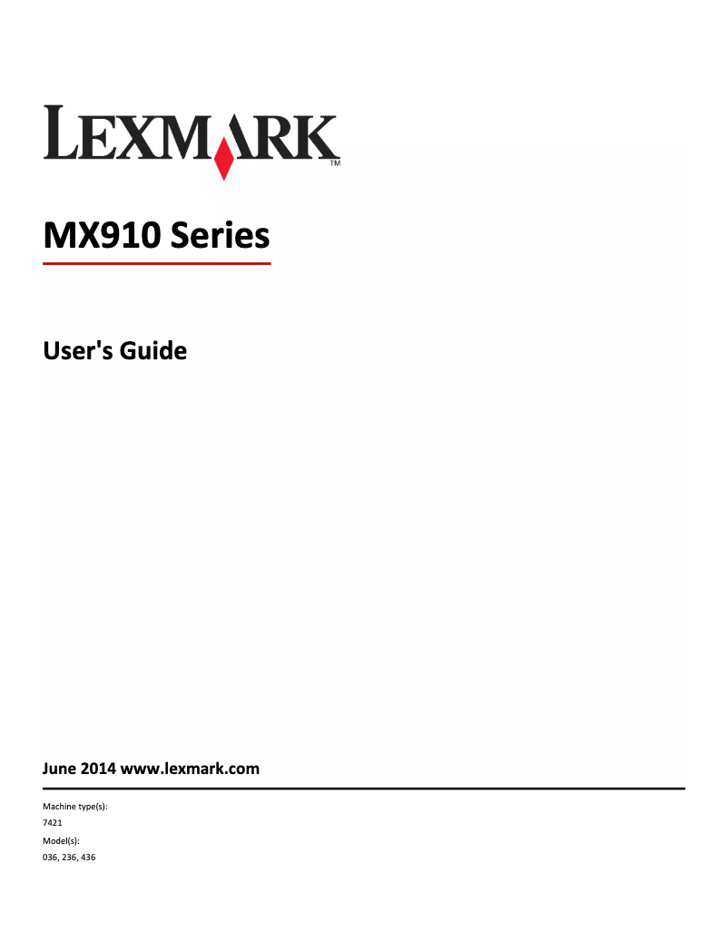 First page image of the manual for MX912 dxe