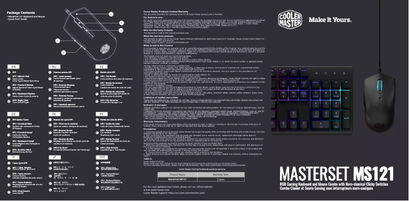 Page 1 of the manual Instruction Manual Cooler Master MasterSet MS121