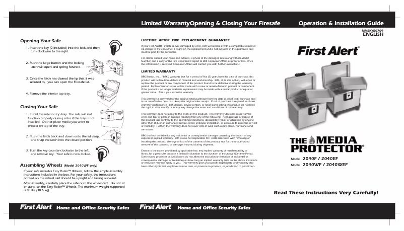 First page image of the manual for 2040F