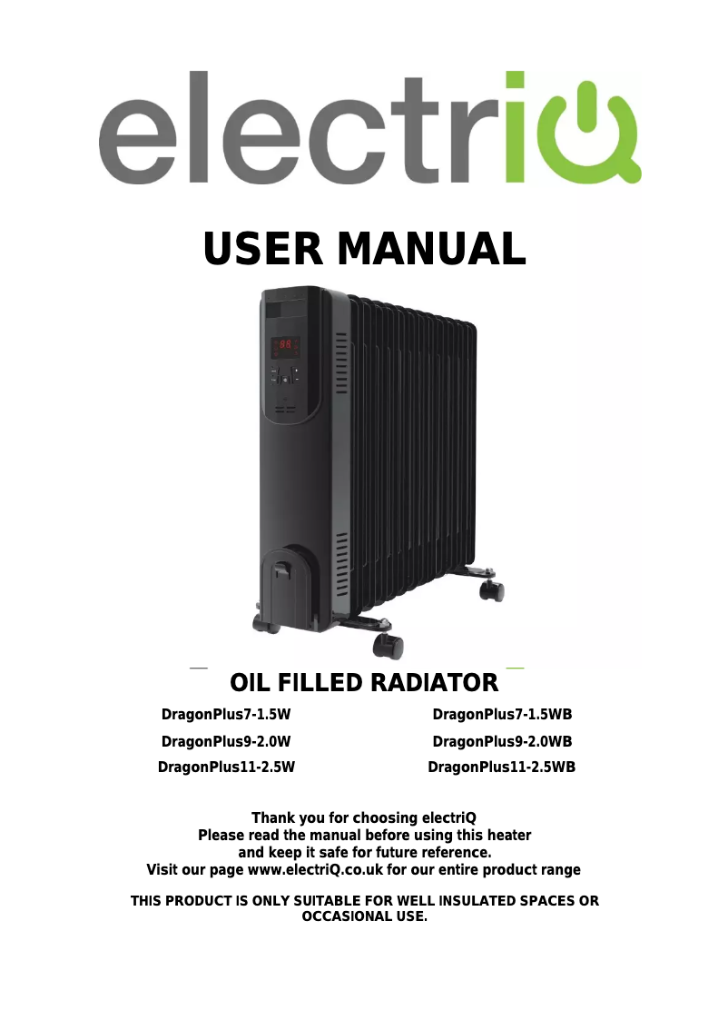 Page 1 of the manual User Manual ElectriQ DragonPlus11-2.5WB