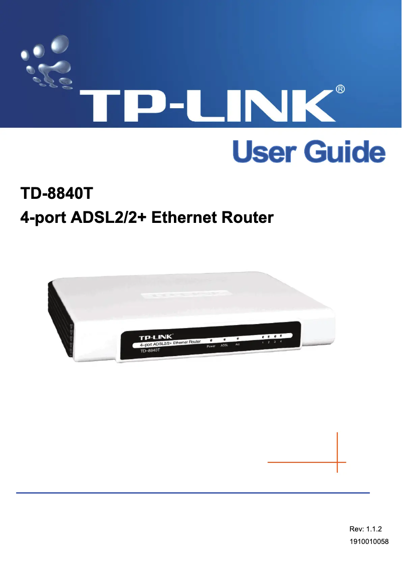 Page 1 of the manual User Manual TP-Link TD-8840TB