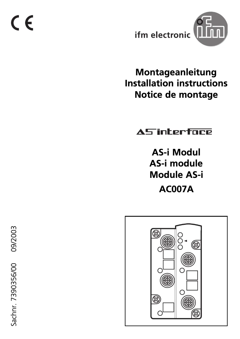 Page 1 of the manual User Manual IFM AC007A