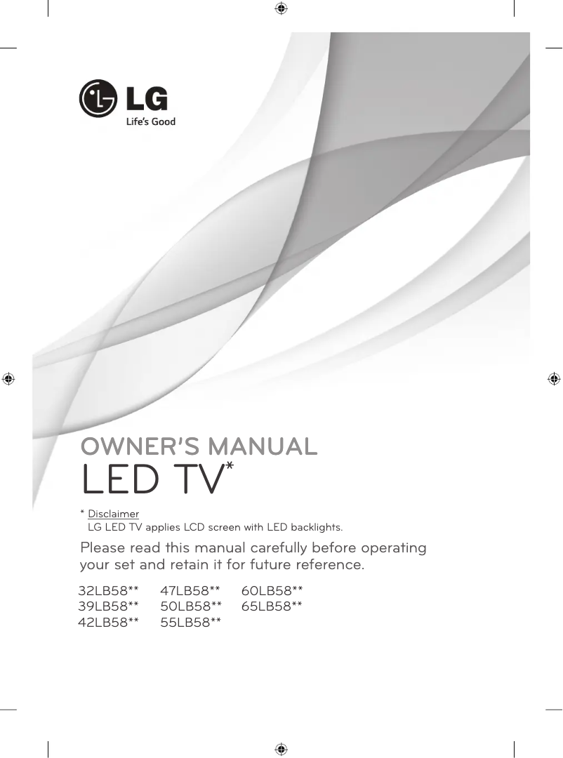First page image of the manual for 32LB582T