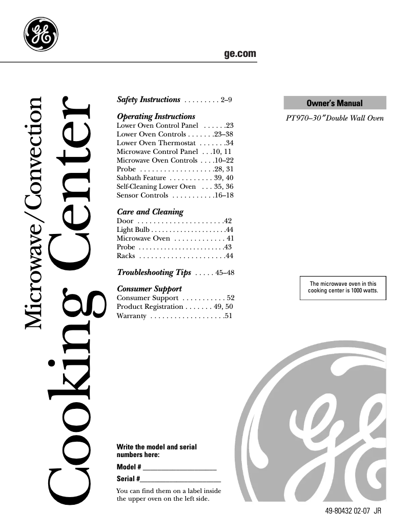 First page image of the manual for PT970SMSS