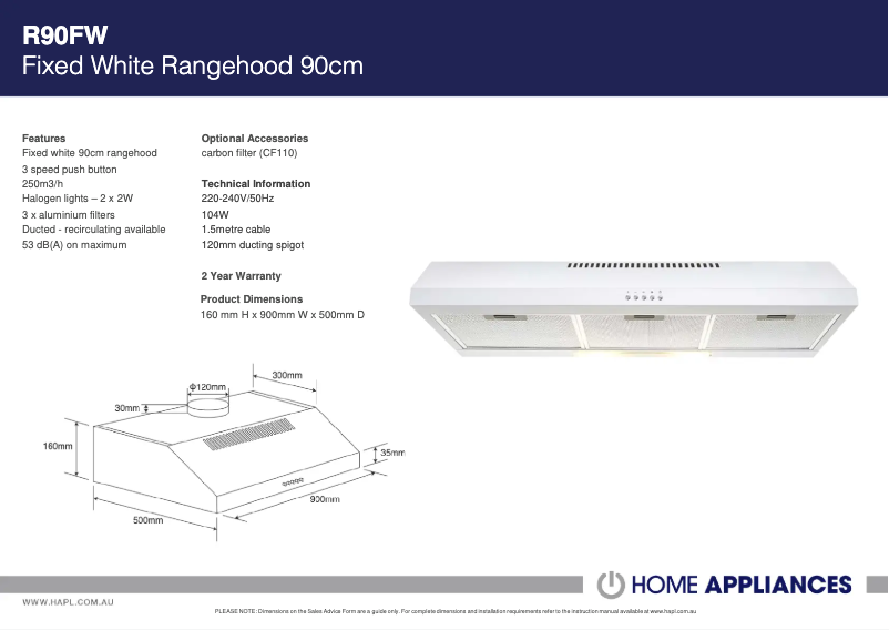 Image de la première page du manuel de l'appareil R90FW