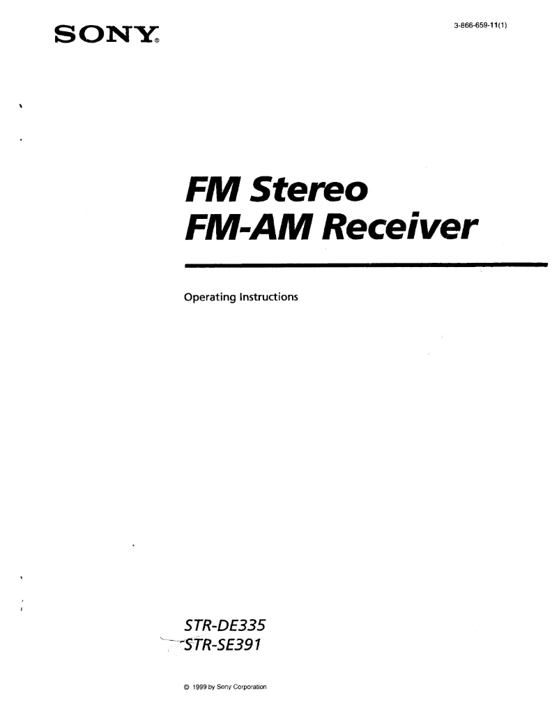 First page image of the manual for STR-SE391