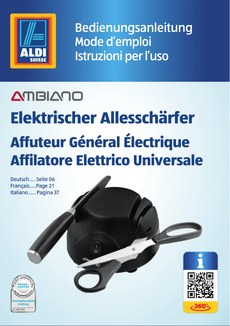 Page 1 of the manual User Manual Ambiano GT-AS-01-US