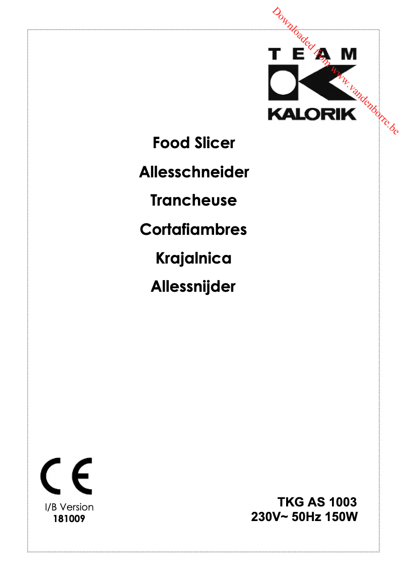 Page 1 of the manual User Manual Kalorik TKG AS 1003