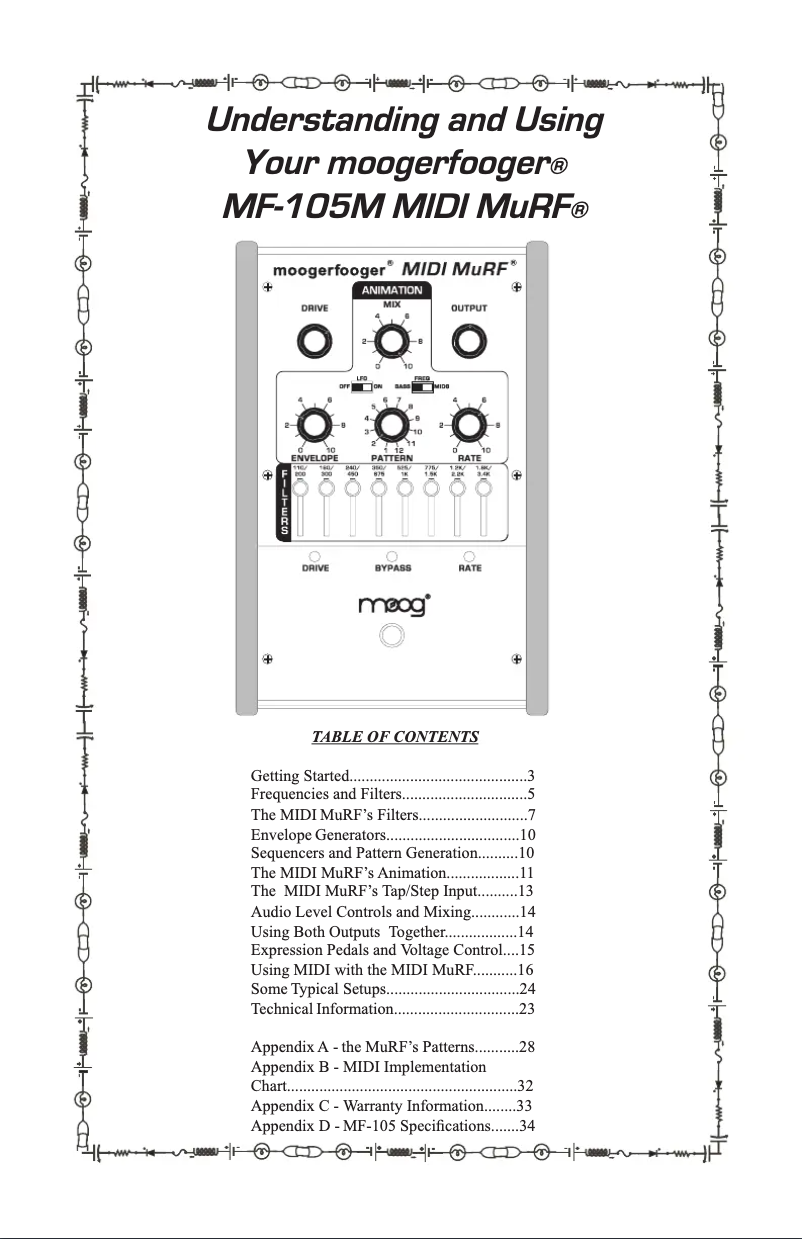 Page 1 of the manual User Manual Moog MIDI MuRF MF-105M