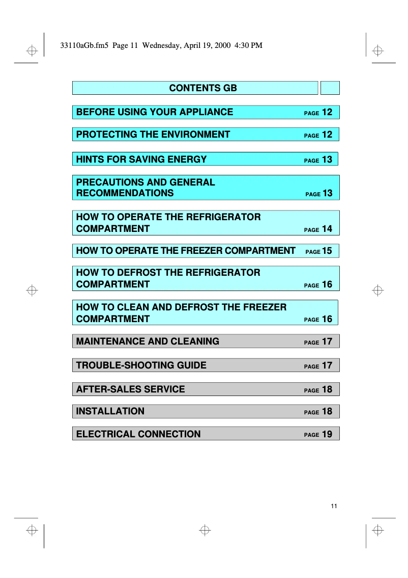 Page 1 of the manual User Manual Whirlpool ART 961/H/D