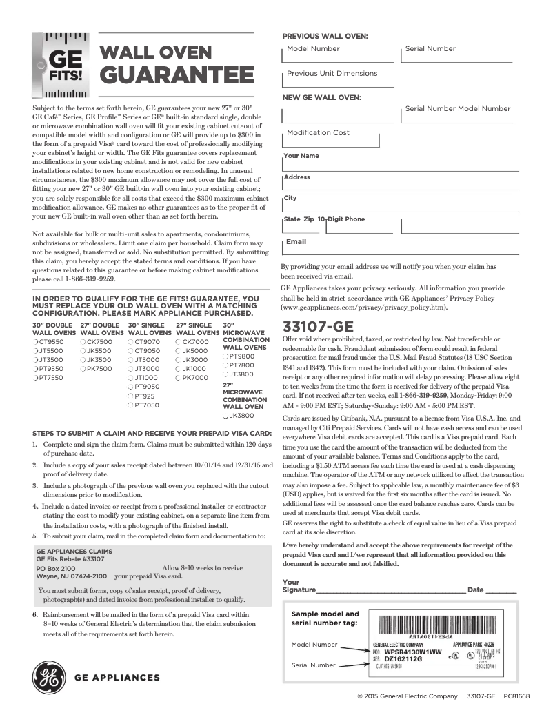 Page 1 of the manual Brochure GE PK7500DFWW