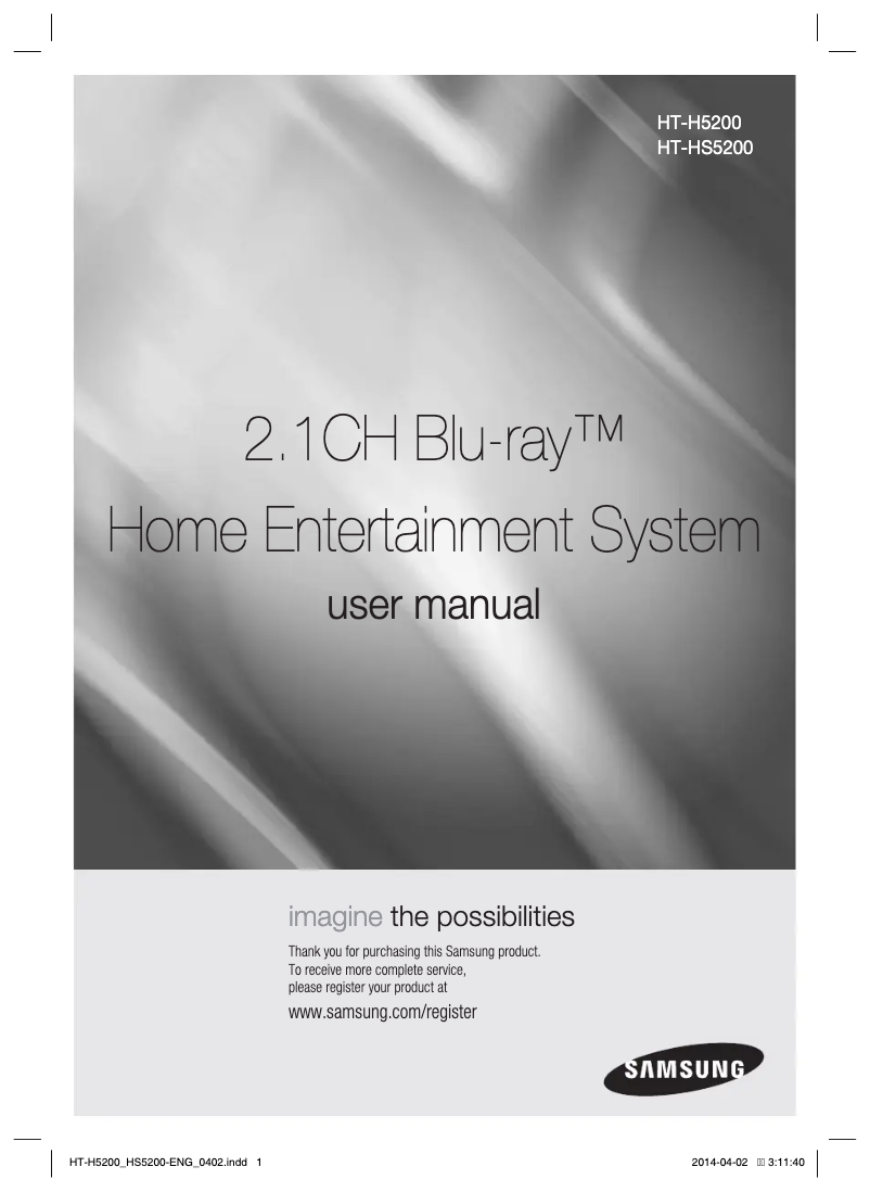 Page 1 of the manual User Manual Samsung HT-H5200
