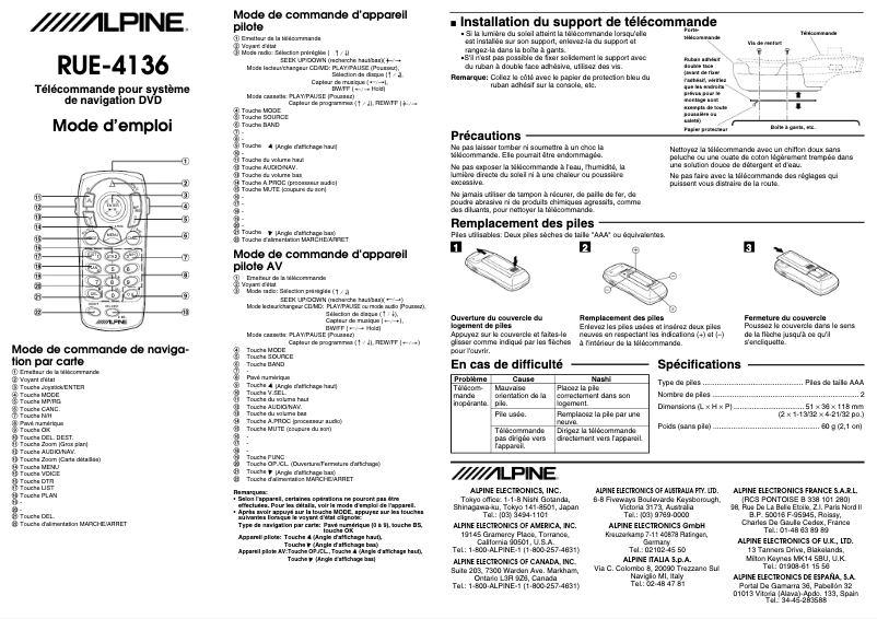 Page 1 of the manual User Manual Alpine RUE-4136