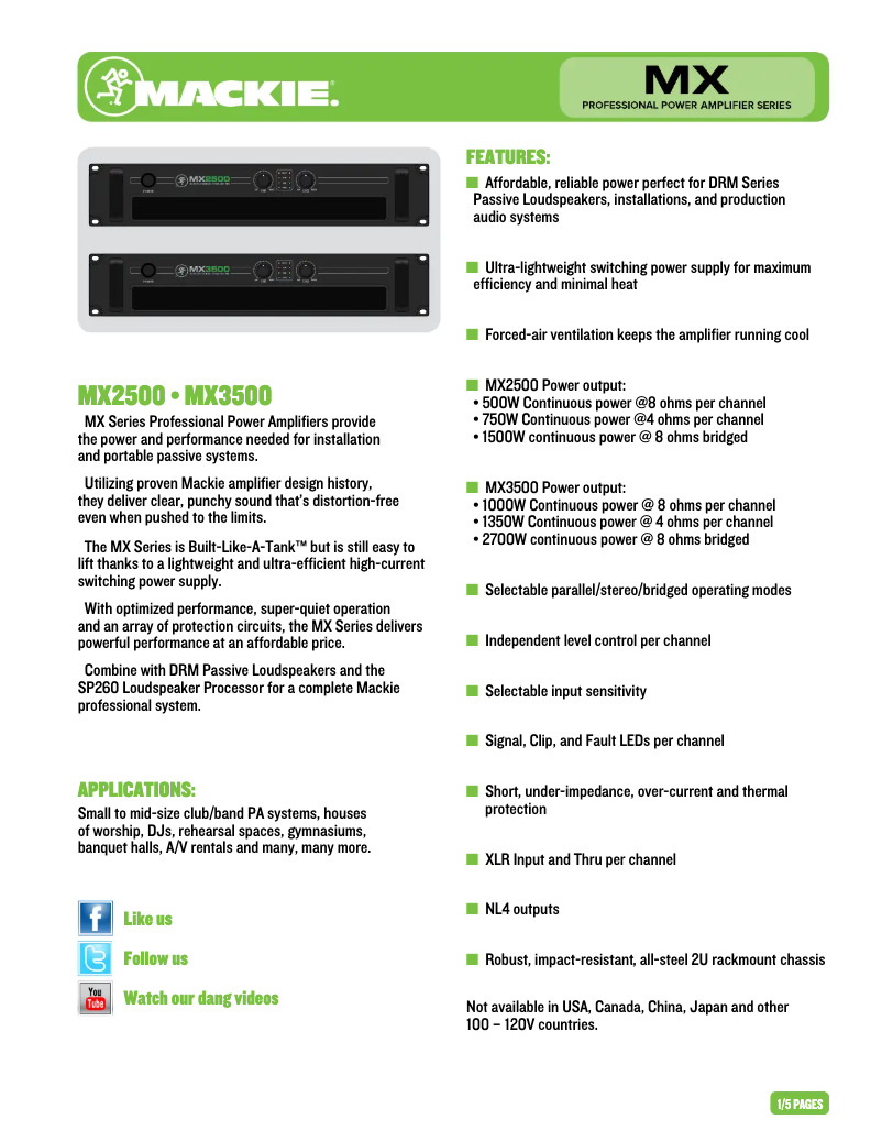 First page image of the manual for MX3500
