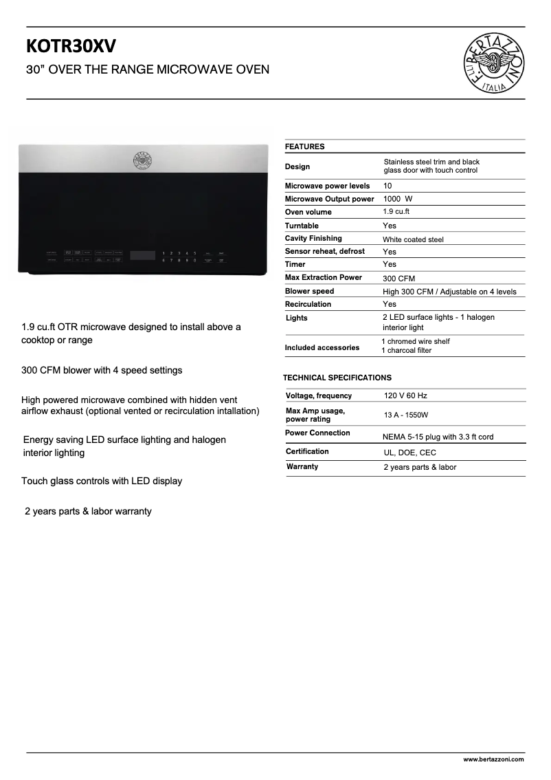 First page image of the manual for KOTR30XV