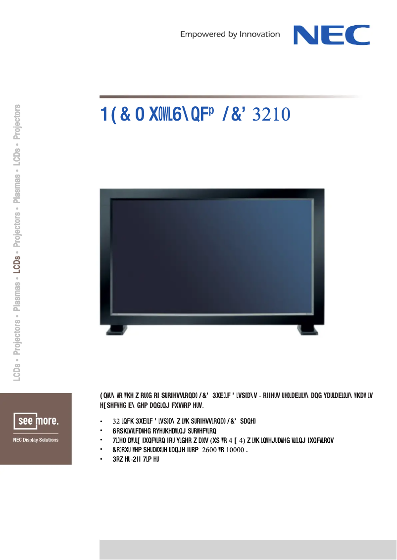 Page 1 de la notice Fiche technique NEC MultiSync LCD3210