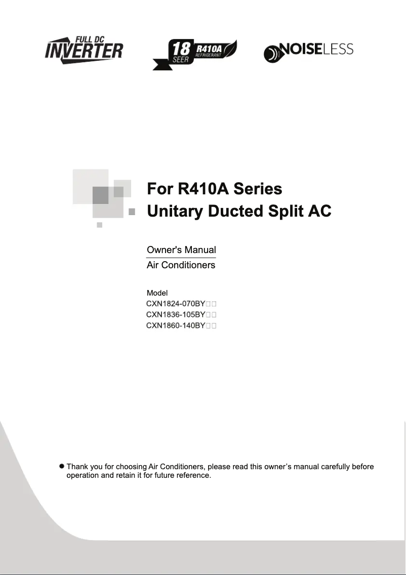 First page image of the manual for CXN1824-070BYC