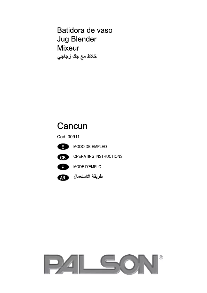 Page 1 of the manual User Manual Palson Cancun