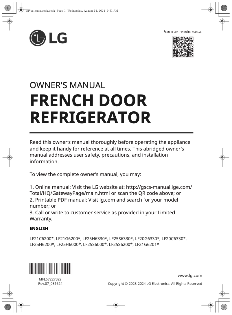 First page image of the manual for LF21C6200