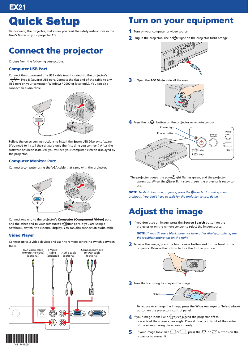 Image de la première page du manuel de l'appareil EX21