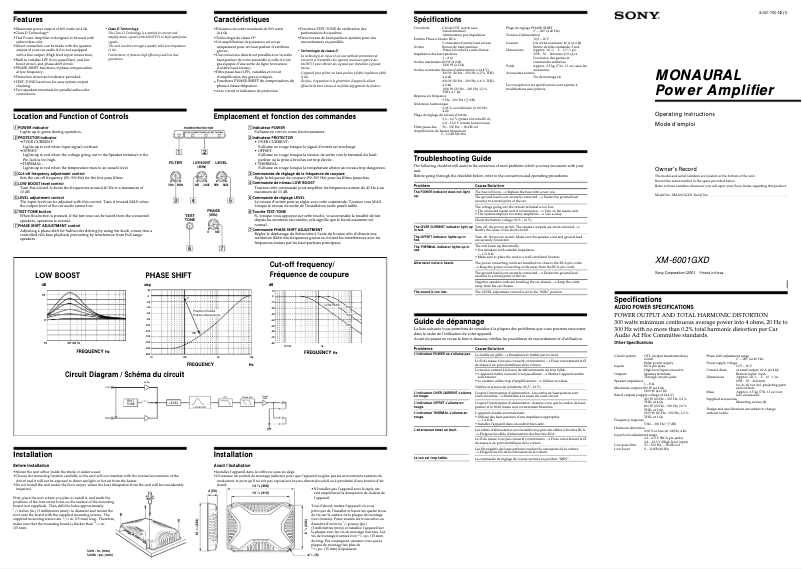 First page image of the manual for XM-6001GXD