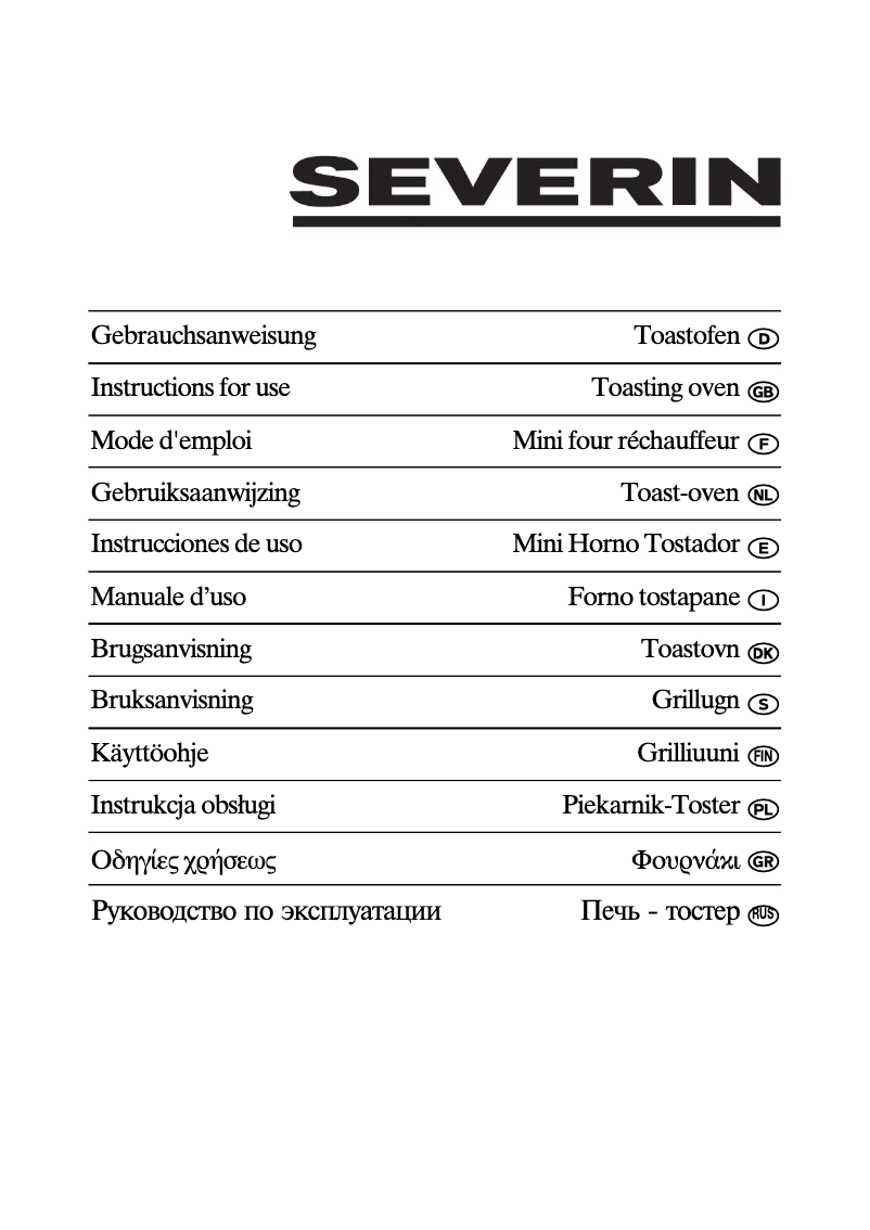 Page 1 of the manual User Manual Severin TO 2033